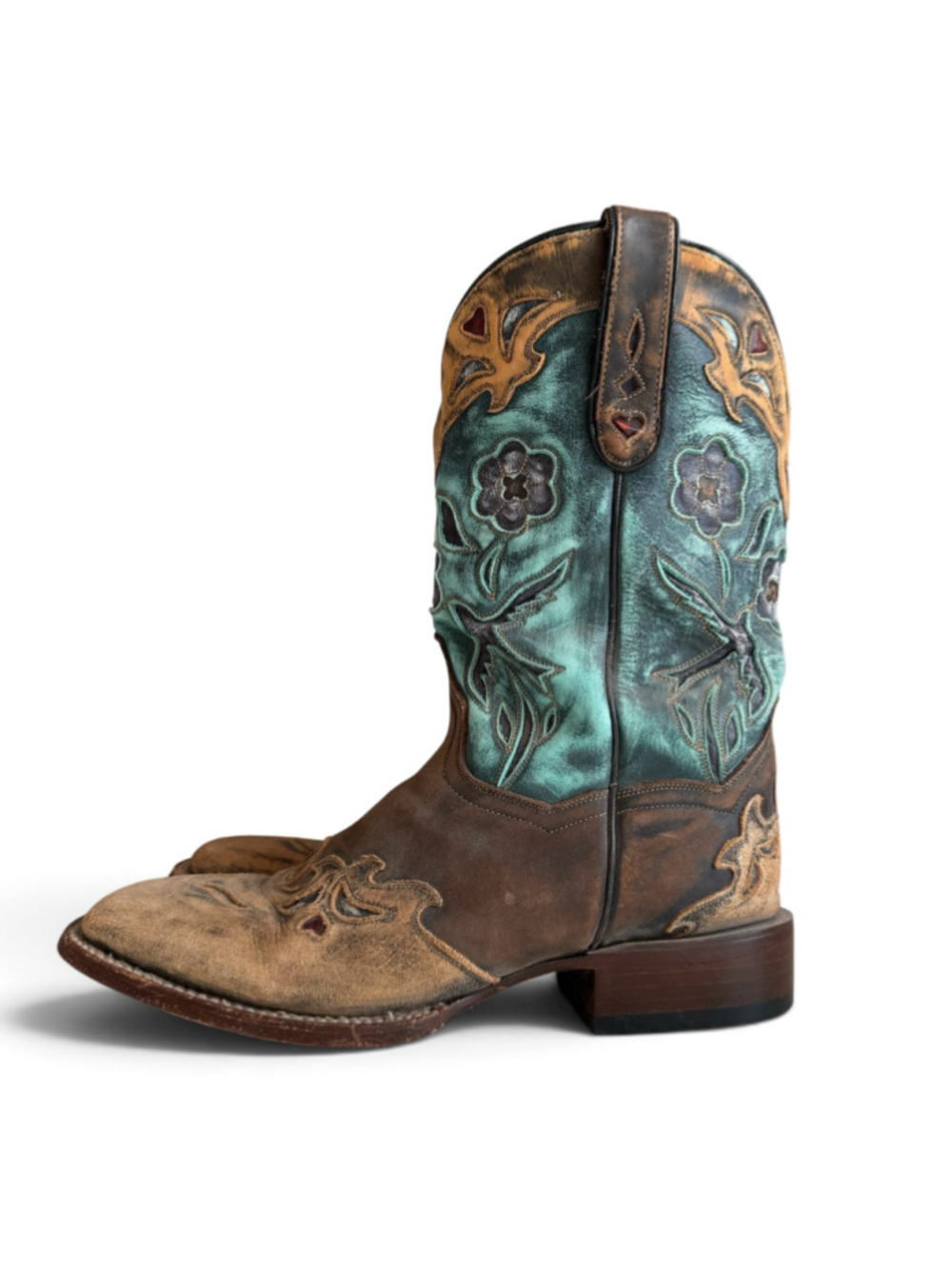 Dan Post Women’s 8.5 Cowboy Boots DP7914 Turquoise Floral Leather Western - Picture 13 of 15